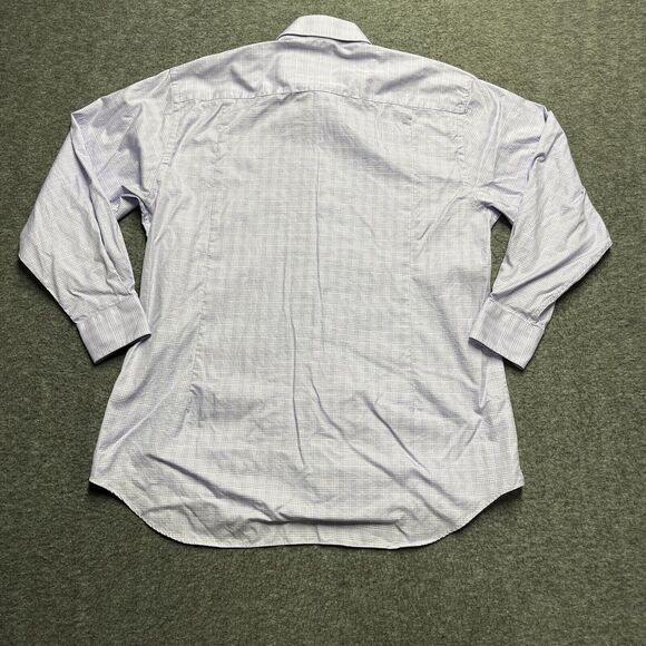 David Donahue Shirt Men's Size 16.5 32/33 Purple Check 100% Cotton Long Sleeve - Picture 5 of 8